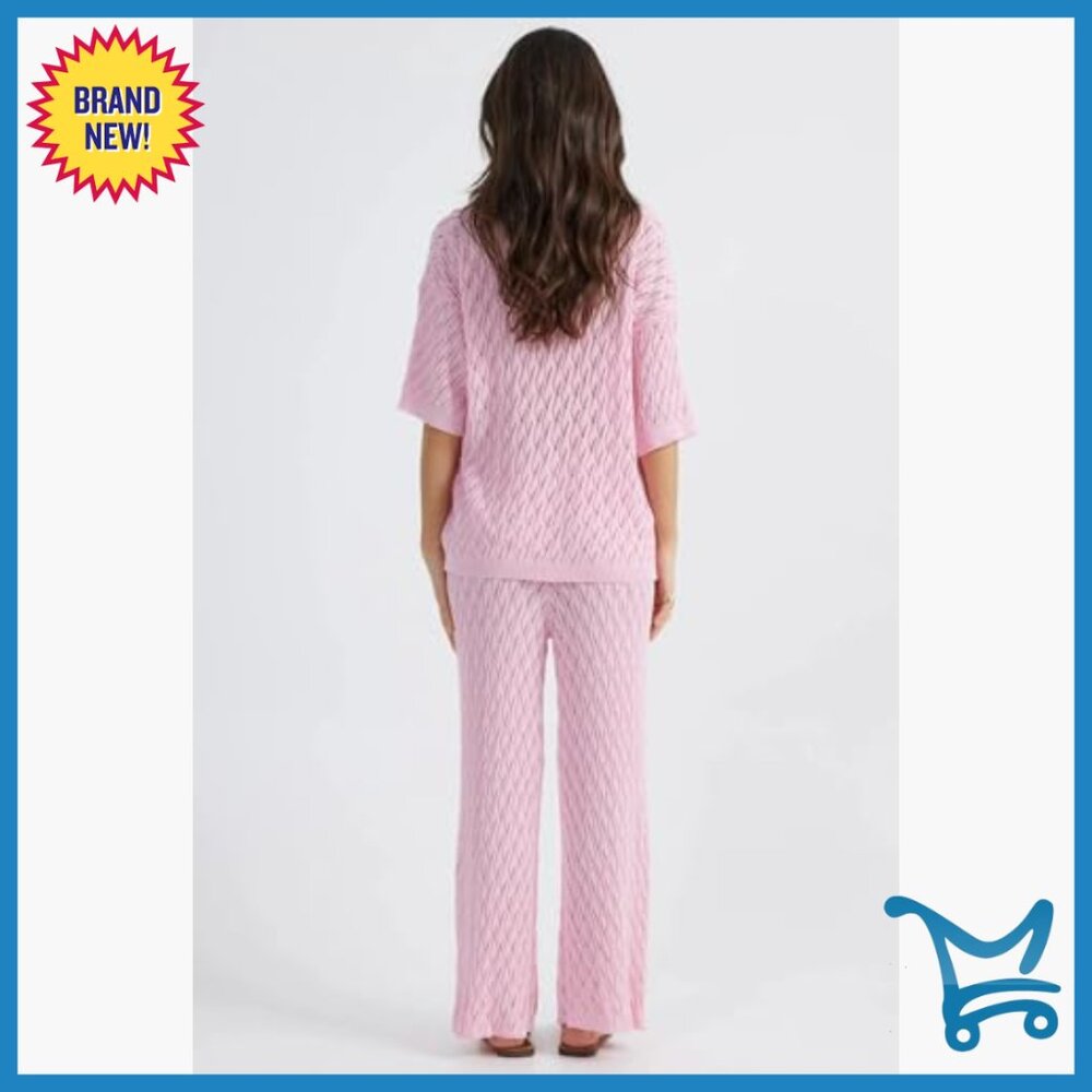 Polyester Lounge Set With Button Top Wide Leg Pan… - image 4